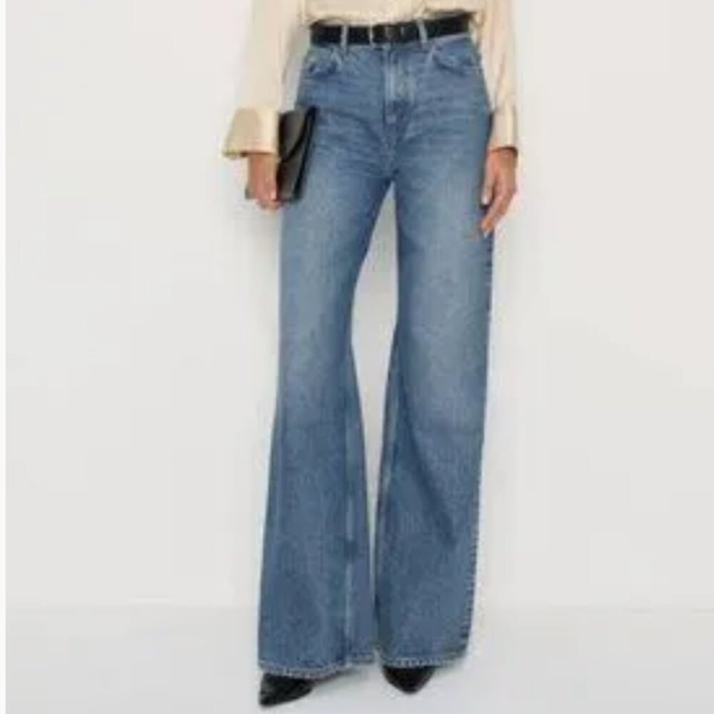 Reformation Cary High Rise Wide Leg Slouchy Jeans with Little Stretch